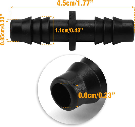 30Pcs 8mmx11mm PE tubing Drip Irrigation Fittings, Soaker Hose Barbed Coupling Connector, Water Pipe Joint Double Barb Straight Connector for Garden Lawn Drip Irrigation 8/11mm Sprinkler System
