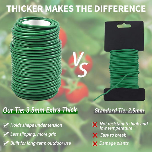 Soft Plant Ties for Support - 65.6' Reusable Waterproof Plant Wire, 3.5mm Garden Twist, for Indoor & Outdoor Plants and Home Organizing(1pc/Green)