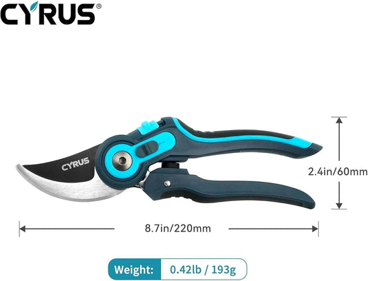 8 Inch Labor Saving Bypass Pruners 2 Adjustable Jaw Openings Garden Shears