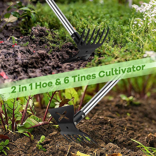 Garden Hoe and Cultivator, 56" Long Handle Weed Puller Tool