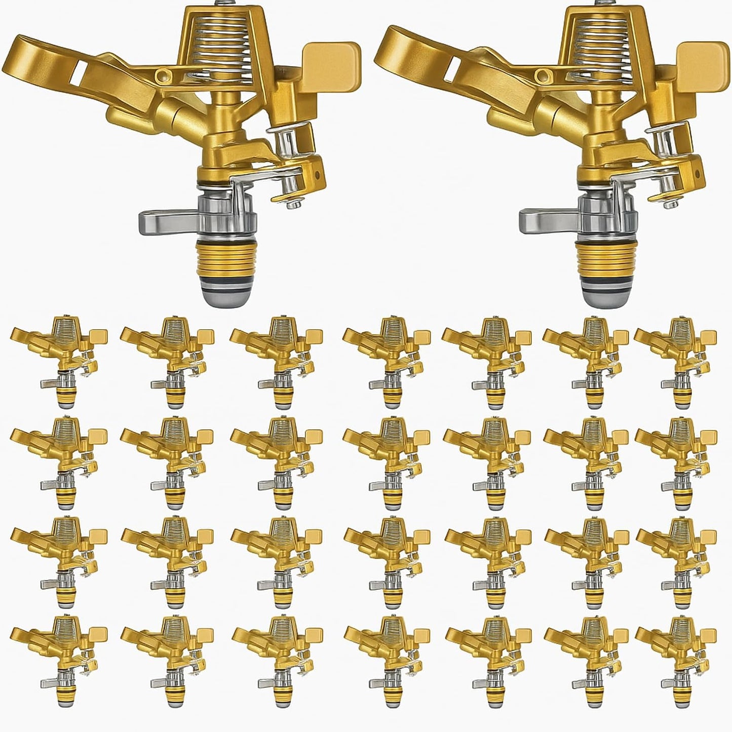 2 Pieces 1/2 Inch Brass Impact Sprinkler Head with Nozzles Heavy Duty Adjustable 0-360 Degrees Impulse Sprinkler Head Lawn Watering for Yard Irrigation
