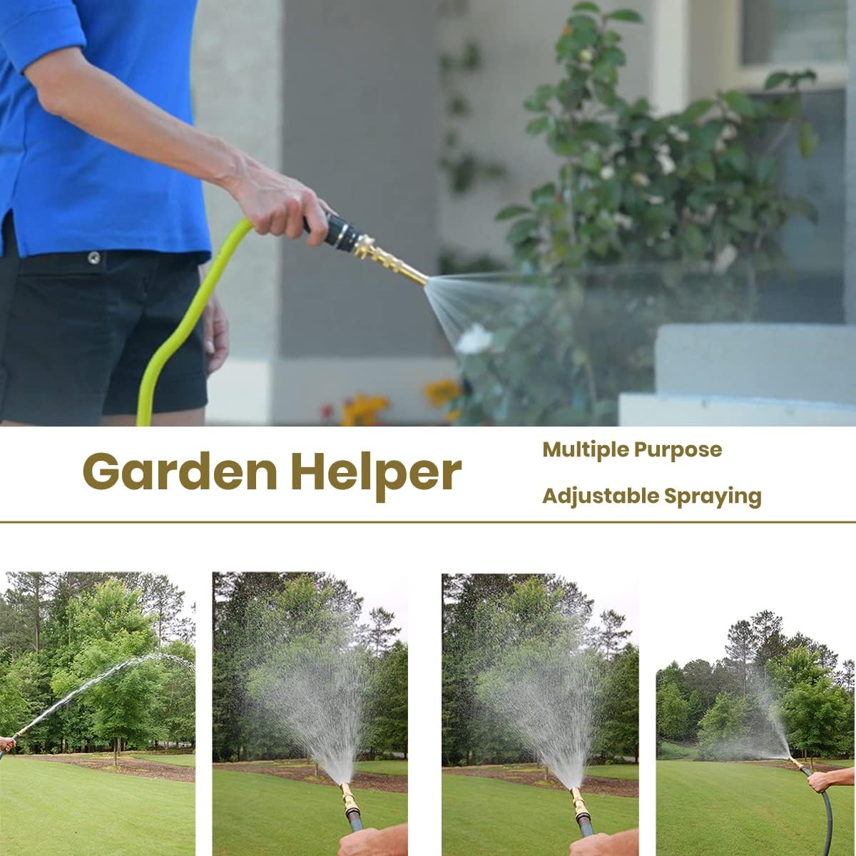 Garden Hose Nozzle, High Pressure Water Hose Nozzle Sprayer Head,fits 3/4” Garden Hose Thread,for Lawn & Garden,Washing Cars,Watering Garden,Cleaning,Showering Dogs&Pets