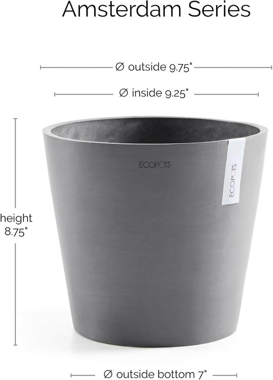 Amsterdam Round Flower Planter, Grey, 10"