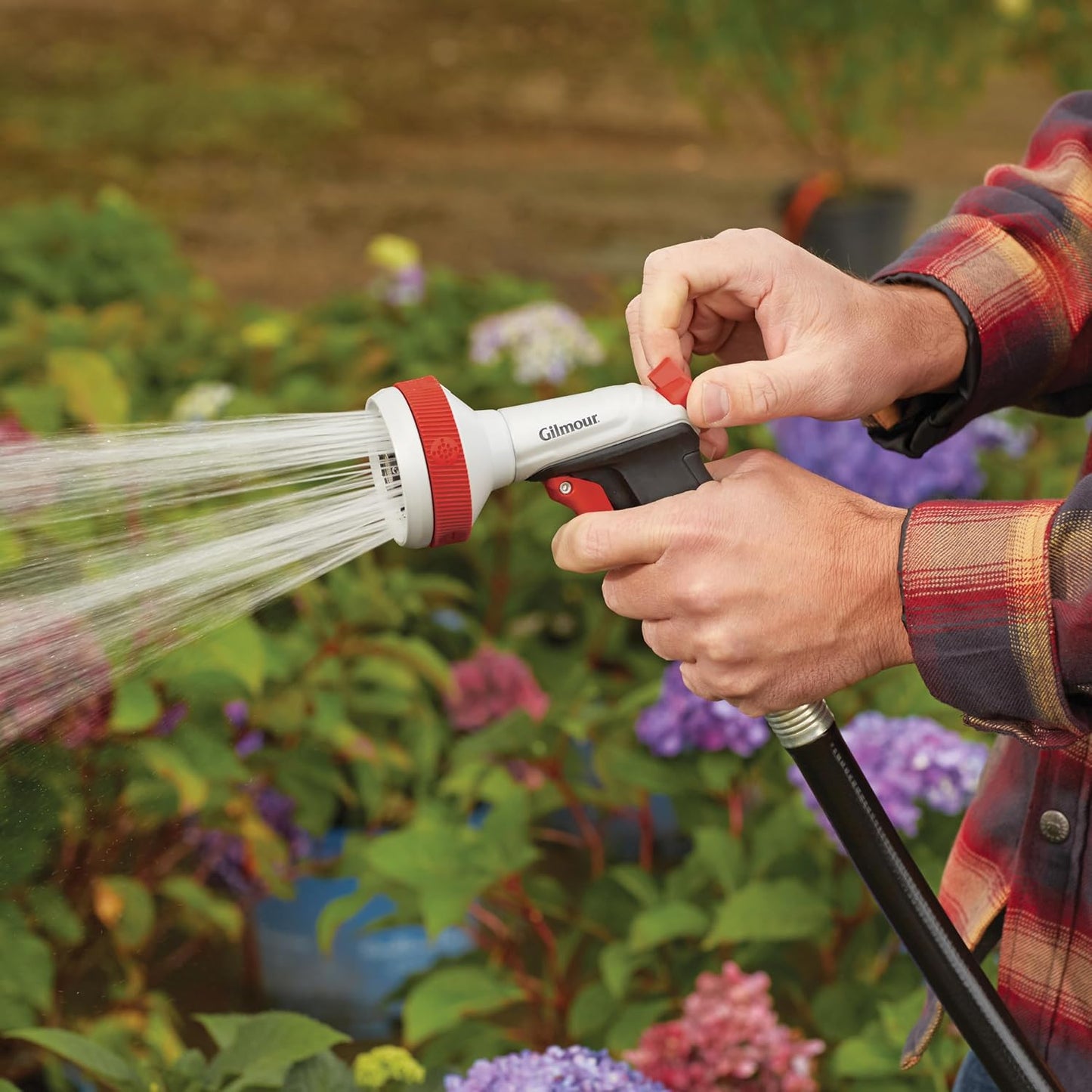 Pro Heavy Duty Garden Hose Nozzle with 5 Adjustable Spray Patterns, Water Hose Nozzle for Watering Garden or Lawn, Silver