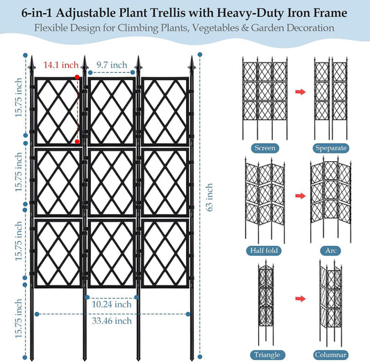 5.25FT Metal Garden Trellis for Climbing Plants Outdoor Indoor