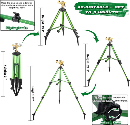 Triumpeek Impact Sprinkler on Tripod Base with Stakes, 1 Count
