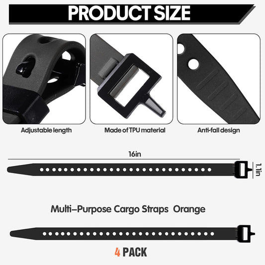 4 Pack Utility Straps 16" Reusable Industrial Straps, Black