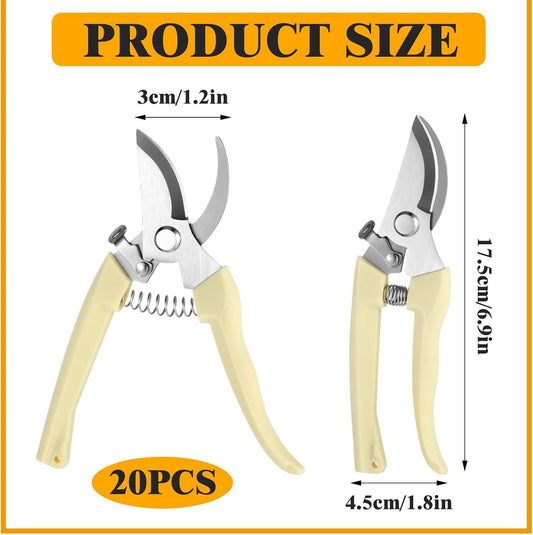 20 Pcs Pruning Shears for Gardening, Beige Garden Clippers Handheld Heavy Duty Plant Scissors Bypass Pruning Shears for Gardening Yard Hedge Flowers Tree Trimming Plant Cutter