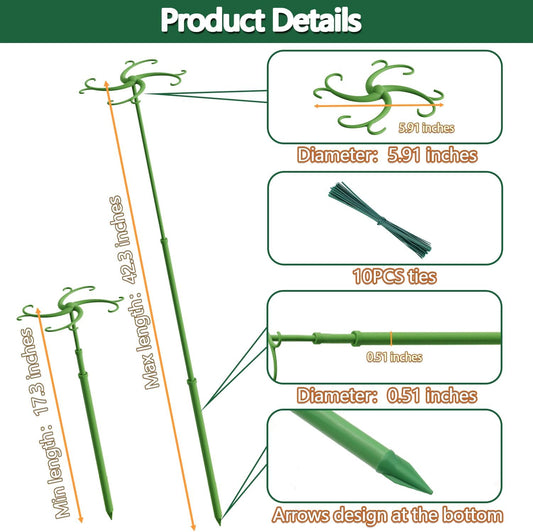 Telescoping Plant Stakes,3Pack 17.3to42.3IN Adjustable MonsteraPlantSupport