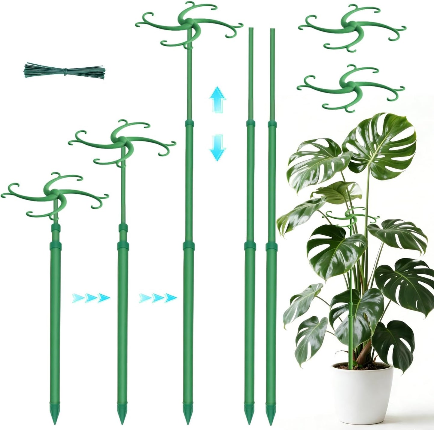 Telescoping Plant Stakes,3Pack 17.3to42.3IN Adjustable MonsteraPlantSupport