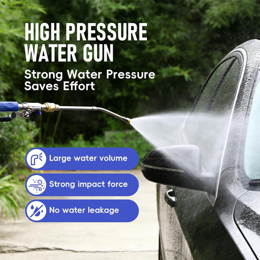 High Pressure Power Washer Wand, Water Jet Garden Hose Nozzle with 2 Spray Tips, Heavy-Duty Metal Hose Sprayer for Car Wash, Patio Cleaning, Sidewalk, Deck, Garden Watering (Black)