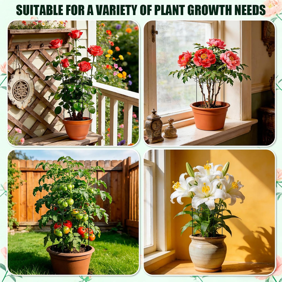 4 Pcs Peony Cages and Supports, 13"x31.5" Plant Supports for Outdoor Plants