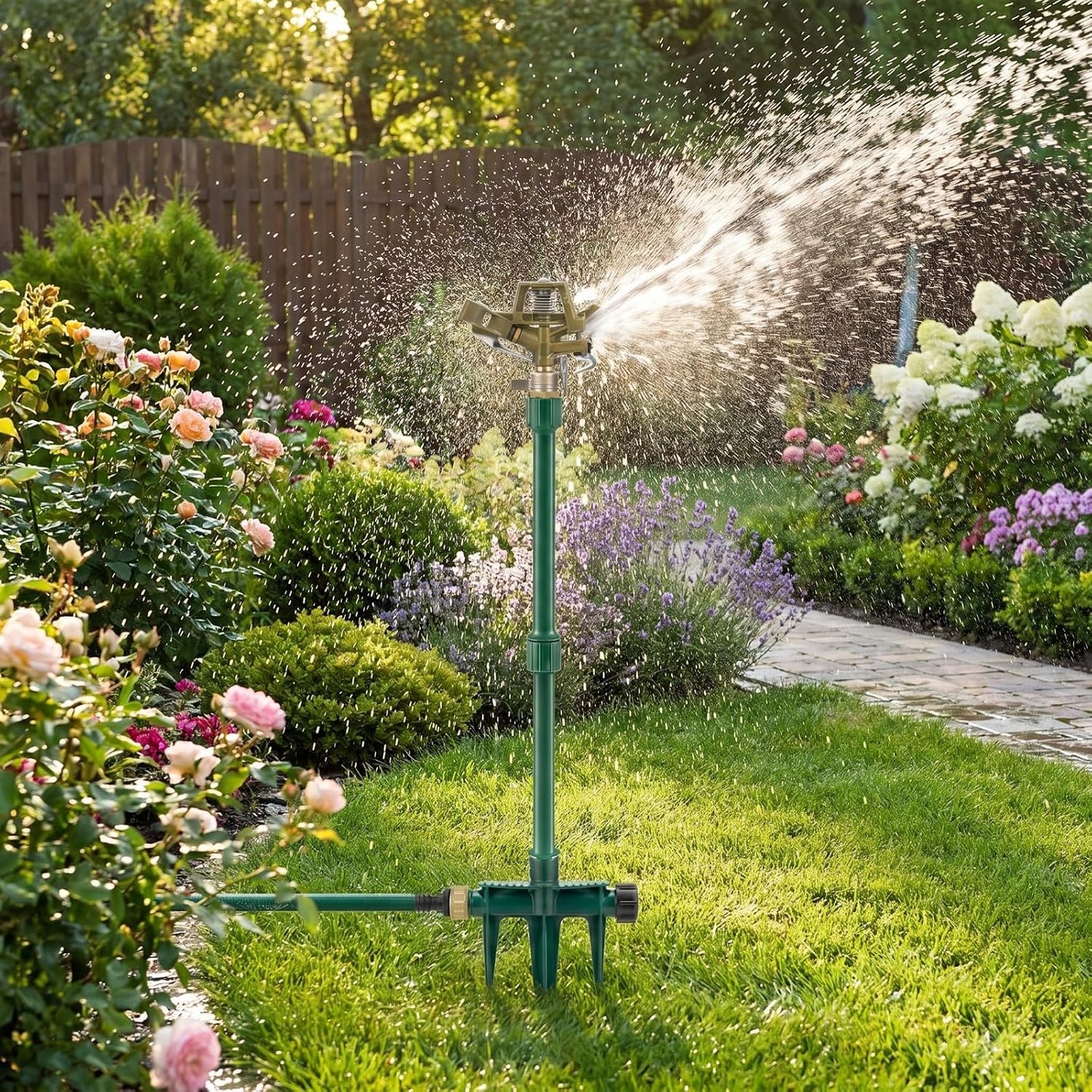 Impact Sprinkler for Yard Large Area with Extension Risers(Weighted Base)