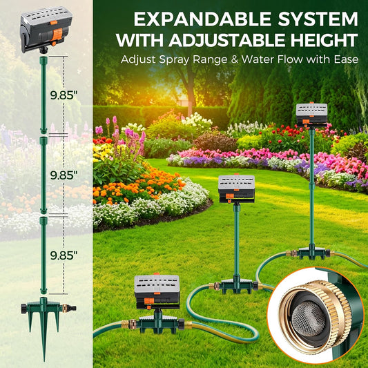 4 Way Adjustable Mini Turbo Oscillating Lawn Sprinkler(Triangular Base)