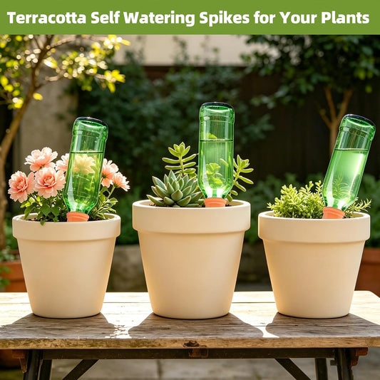 10 Pack Terracotta Watering Spikes, Plant Watering Devices