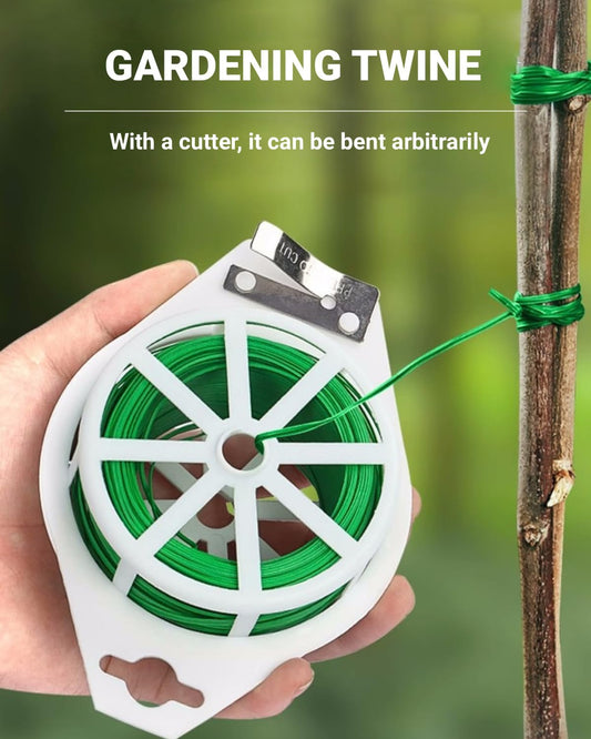 328ft (100m) Garden Twist Ties with Built-in Cutter, Green Soft Plant Ties for Support Climbing Vines & Flowers, Reusable Coated Wire for Home Office Cable Management & Organization (1, Green)