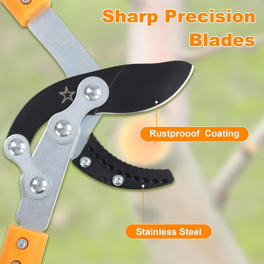 Loppers for tree trimming heavy duty extendable 24.8-43.7 inches,Tree pruning shears Rust Resistant Sharp Steel Blade Tree Limb Trimmer,Shock-Absorbing design, Non-slip Handle,Garden Tools