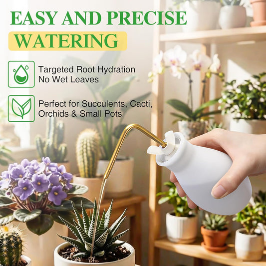 Squeeze Bottle for Hanging Plants, 19" Long Spout Plant Watering Bottle, Easy Squeeze Indoor/Outdoor Watering Can Alternative, Precise Sprinkling for Hanging Baskets, Houseplants(8 oz)