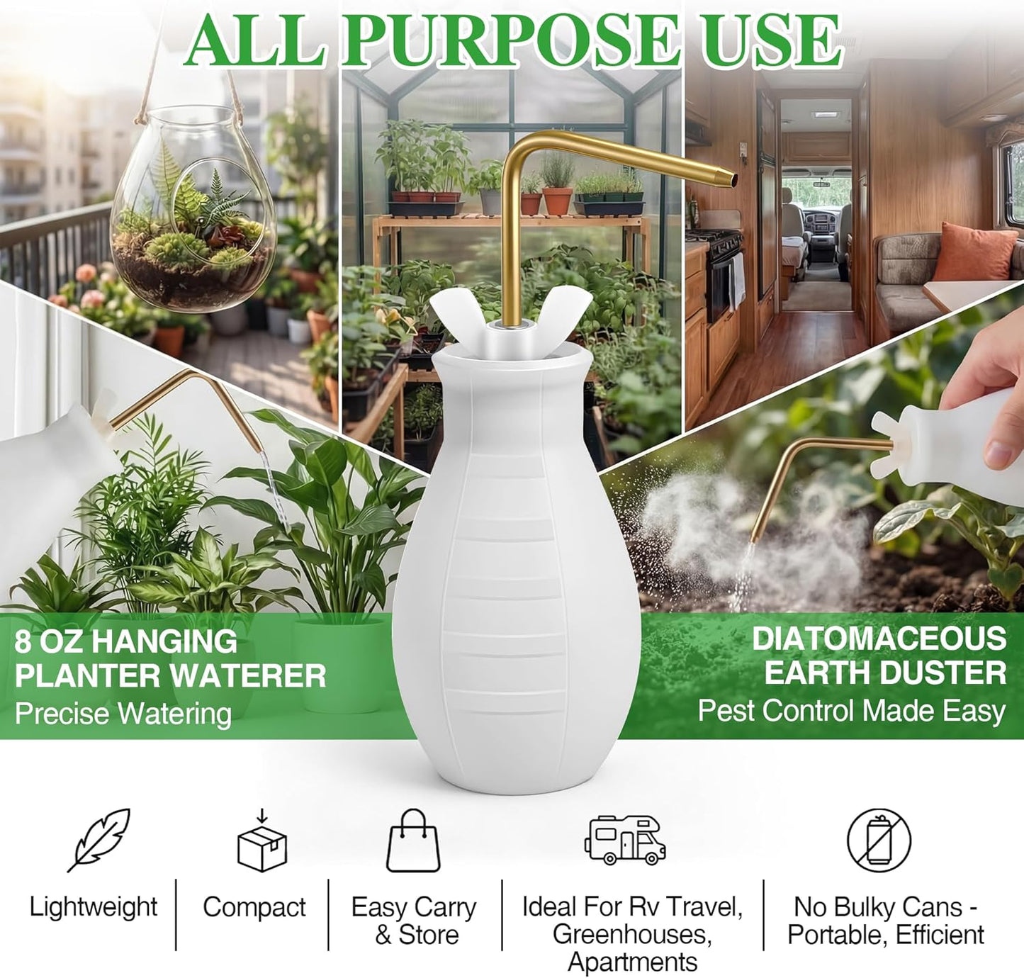 Squeeze Bottle for Hanging Plants, 19" Long Spout Plant Watering Bottle, Easy Squeeze Indoor/Outdoor Watering Can Alternative, Precise Sprinkling for Hanging Baskets, Houseplants(8 oz)