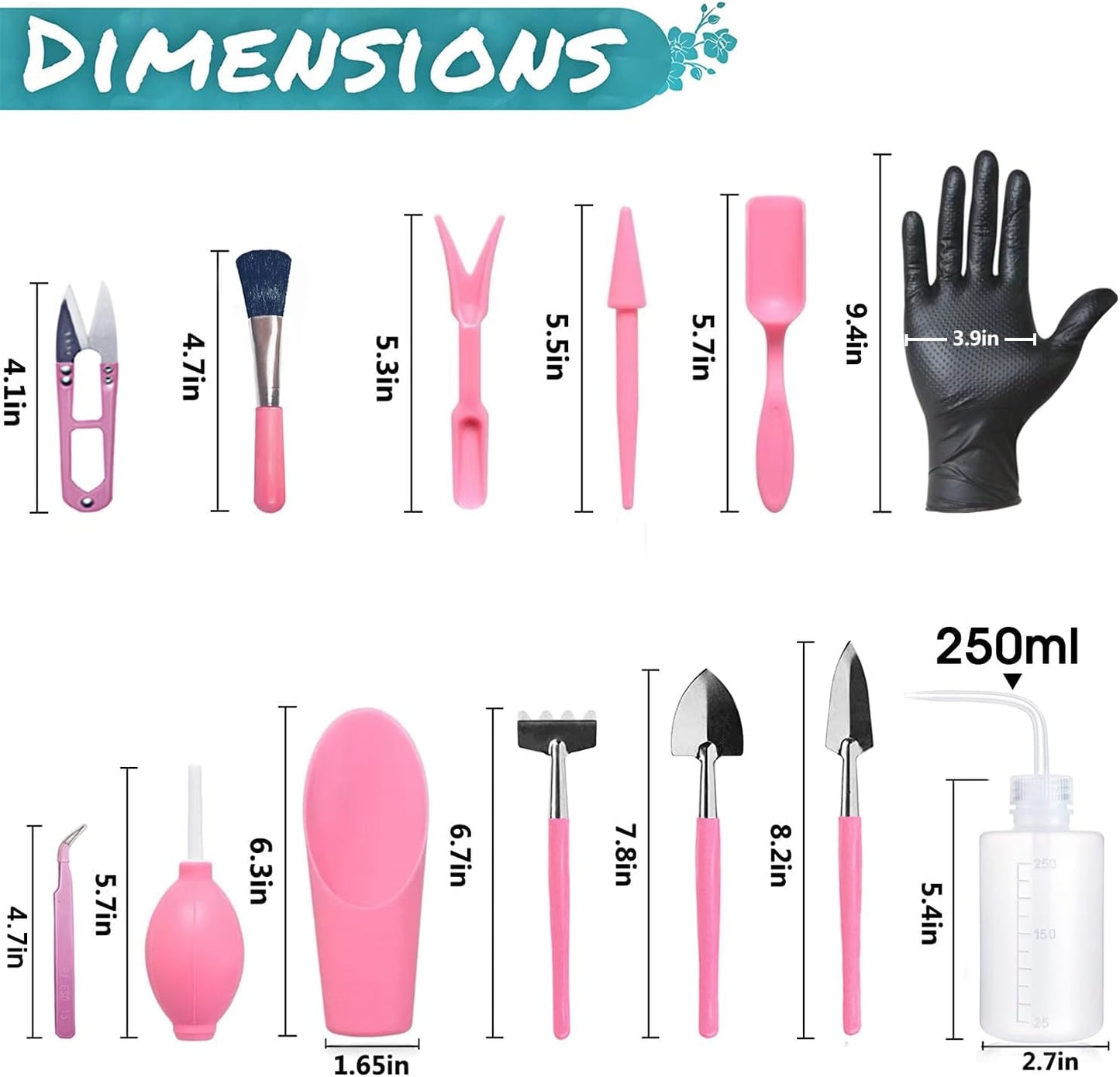 25Pcs Mini Garden Hand Transplanting Succulent Tools Set, 39.4" Thickened Repotting Mat & Plant Tag, Miniature Planting Indoor Fairy Care, Potting, Cactus, Houseplant Bonsai Tool Kit (Black)