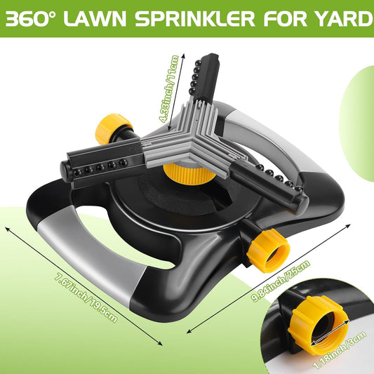 2 Pcs Lawn Sprinkler Oscillating Automatic 360 Degree Rotating Water Sprinkler Adjustable Large Area Coverage Traveling Sprinklers for Yard Irrigation System for 3/4" Garden Hose, 1095 Sq.ft