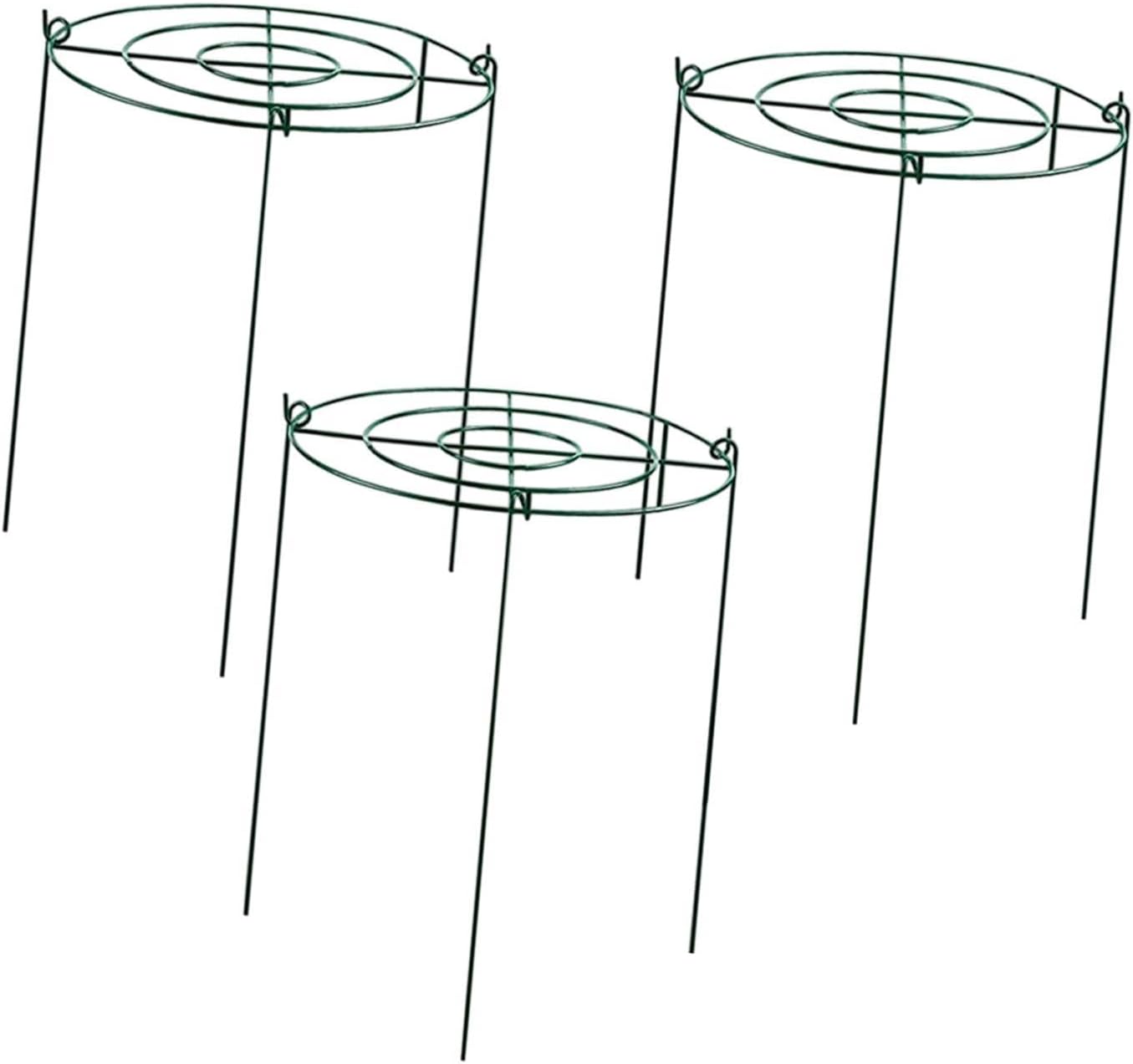 Peony Support Cage, 3-Pack Iron Grow Through Hoops, 11.8 x 15.7 in, for Peonies Roses Hydrangeas