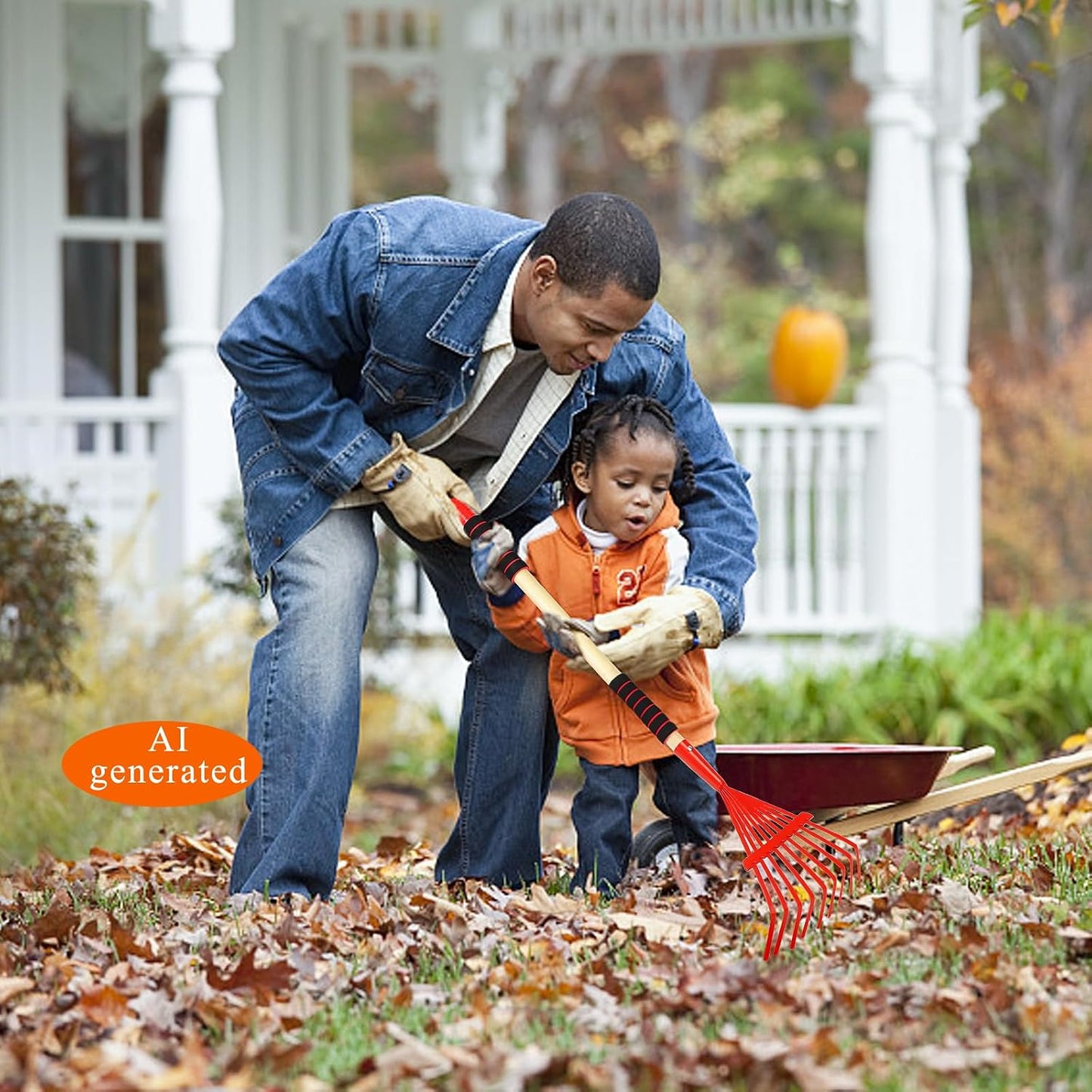 2 Pack Kids Rakes for Leaves, 28" Small Rakes, Metal Head & Wooden Handle