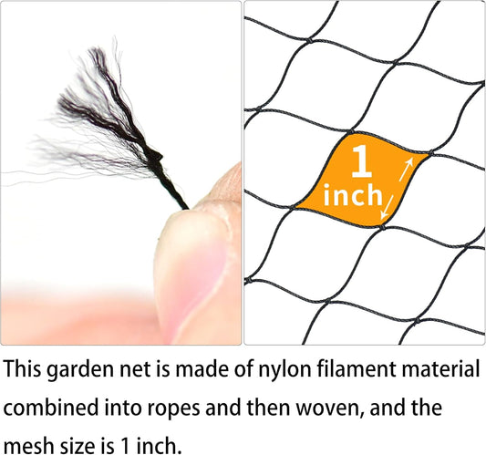 6 x 50 FT Bird Netting for Garden, 1" Square Mesh Size Heavy Duty Nylon Chicken Coop Netting for Blueberry Bushes, Fruit Trees and Vegetable Against Birds, Deer, Squirrels (6X50FT)