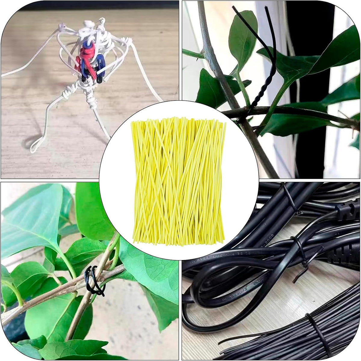 Black Plastic Twist Ties Bulk, 6 Inch Reusable Twist Ties Garden Ties for Plants, 500 Pcs Metallic Twist Ties for Bread Bags, Vines and Wrapping Cords, Christmas Decor