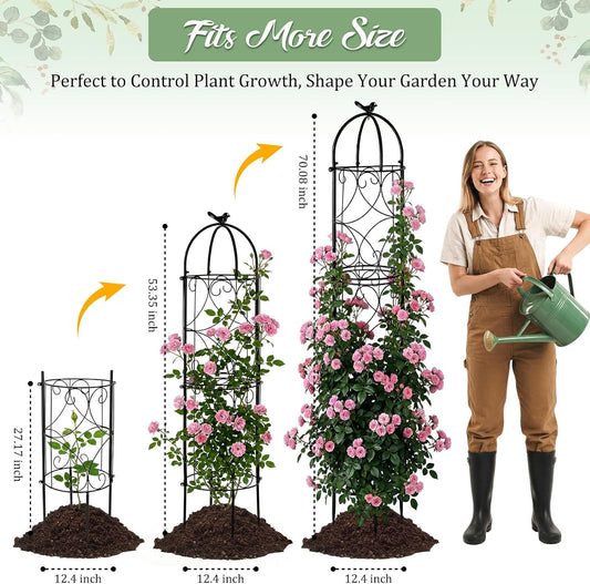 6.1FT Metal Garden Obelisk Trellis for Roses, Vines & Tomatoes