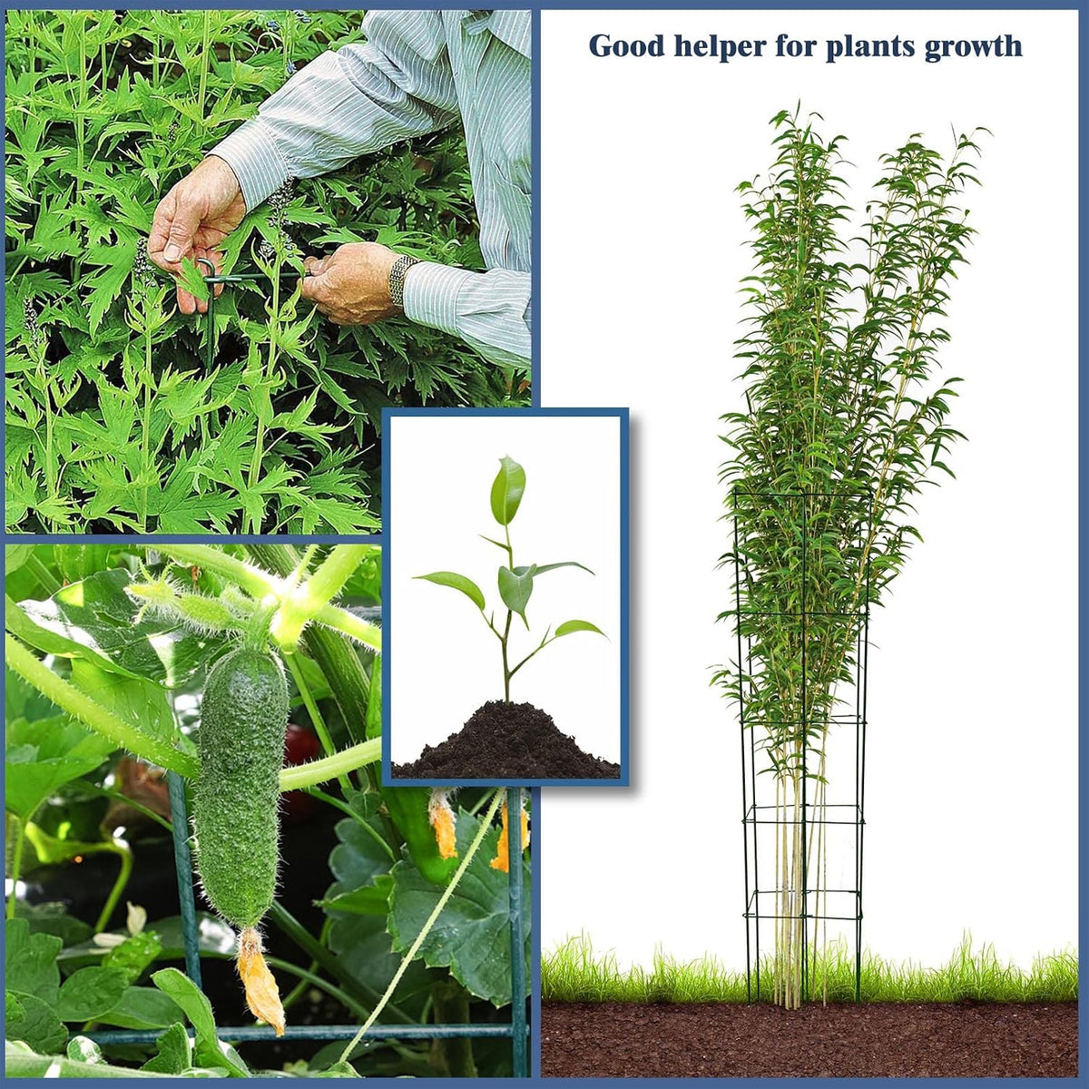 46 Inch Height 3PCS Galvanized Hexagon Folding Tomato Cage,Climbing Plant Support Tower Vegetable Stake Trellis