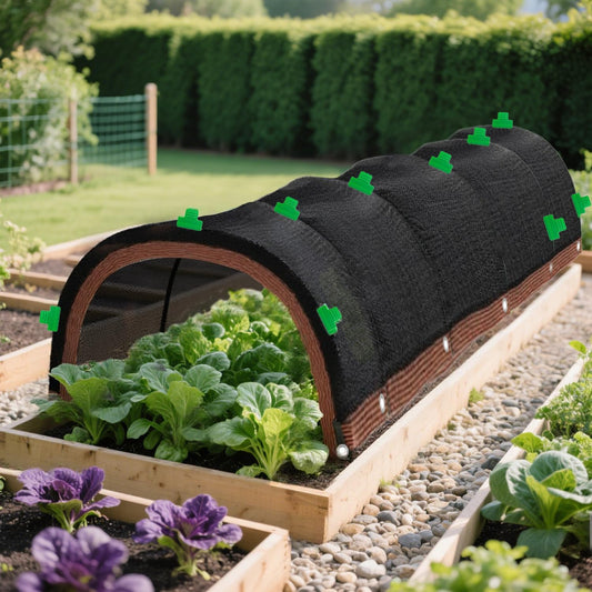 2026 Upgraded Garden Shade Cloth Kit 6.5x16.5FT Garden Shade Cloth for Plants Heat Protection with 6 Sets Garden Hoops for Raised Beds 75% Sunblock Shade Cloth Row Cover for Outdoor Plant Vegetables