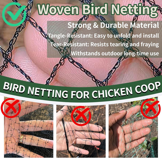 7.5x100ft Bird Netting for Chicken Coop, 1/2" Mesh Chicken Netting Cover