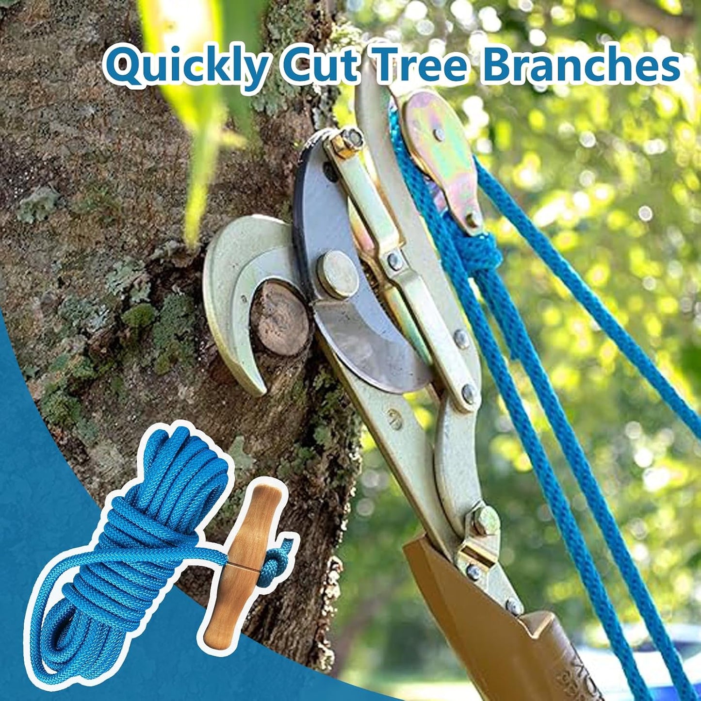 PR-20 Tree Pruner Rope Replacement Kit (20ft) Compatible with Jameson Fiscar Big Mouth Manual Pole Saw & Tree Pruner - Wooden Handle, Diameter Rope - Tree Trimmers Long Handle Pruner