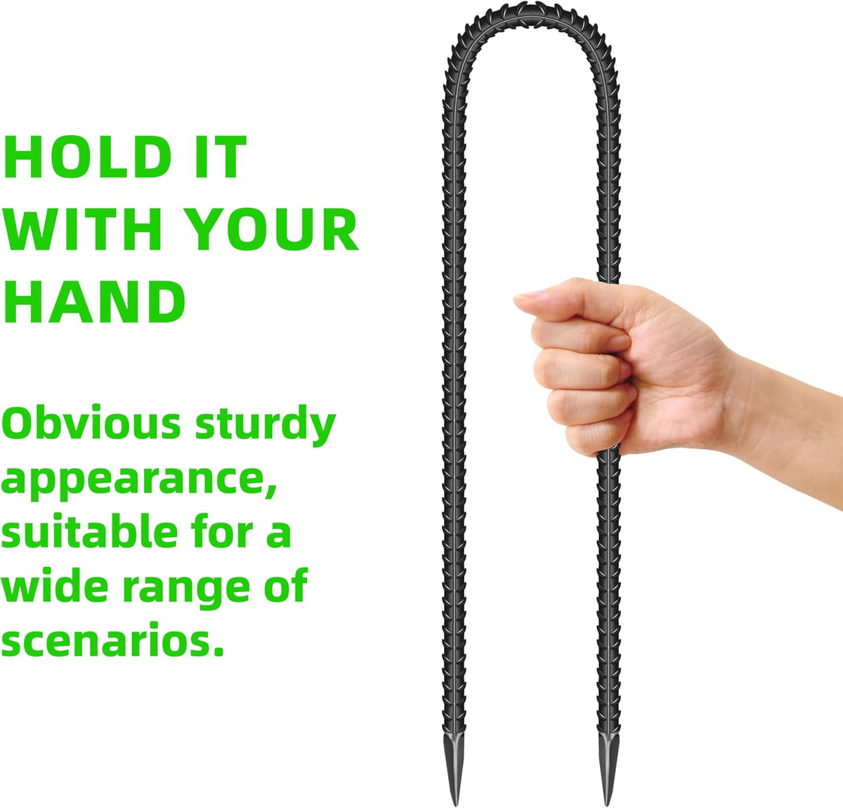 20 Pieces 12-Inch Garden Ground Stakes Galvanized Steel J Shape Hook Rebar Stakes - Heavy Duty Ground Anchors for Tents, Position Kits,Fences, and Trampolines