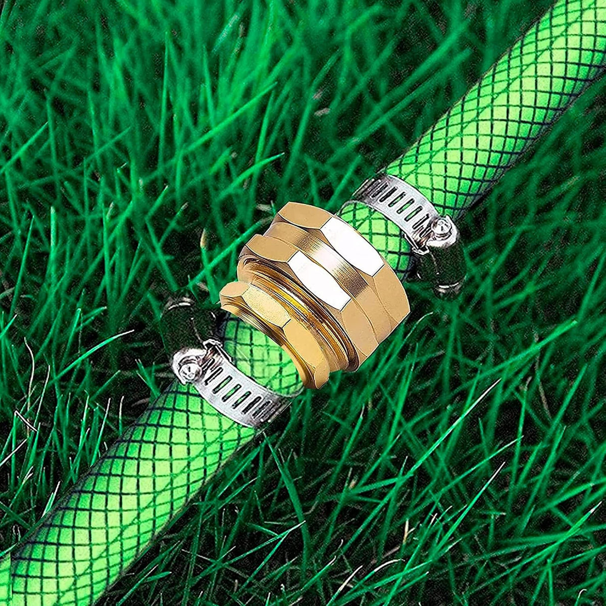 Garden Hose Repair Connector with Clamps, Fit for 3/4" or 5/8" Garden Hose Fitting, Male and Female Hose Adapter Water Hose Repair Kit, 5 Set
