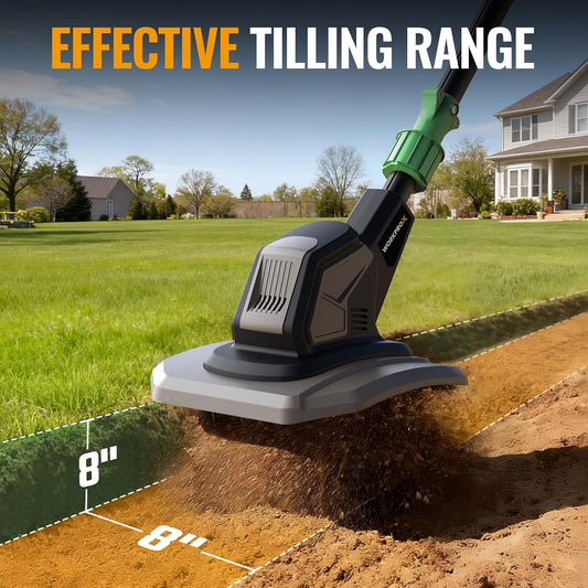 WORKPROX 20V Cordless Tiller Cultivator, Electric Garden Rototiller