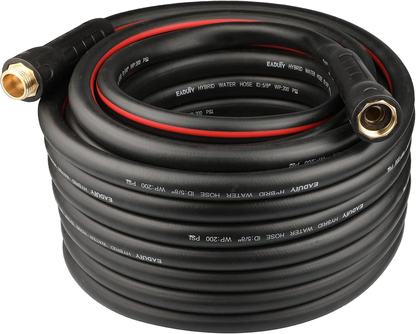 Hybrid Lead In Garden Hose 5/8 IN. x 6 FT, Heavy Duty, Lightweight, Flexible with Rotatable Grip Handle and Solid Brass Fittings, Gray+Red