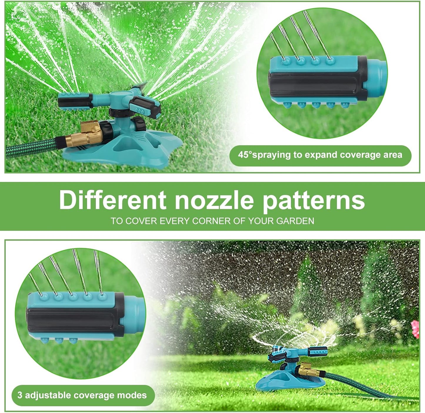 Garden Sprinkler,Upgrade Lawn Sprinklers Automatic 360 Degree Rotating Irrigation Grass Water Sprayer System,Garden Hose Sprinkler for Yard/Built in 36 Units Angle Spray Nozzles(Orange)-1Pack