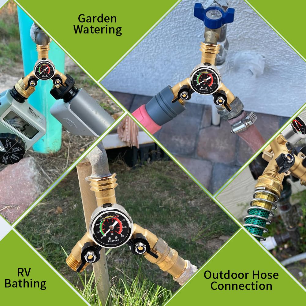 3/4" GHT Garden Hose Splitter,2 Way Brass Water Hose Splitter