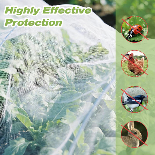 Garden Netting 5'x20' Insect Pest Barrier Bird Netting for Garden Protection,Row Cover Mesh Netting for Vegetables Fruit Trees and Plants,White