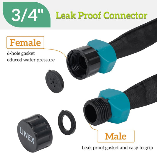 Flat Soaker Hose 1/2" x 50 ft with Stake for Garden Beds Drip Sprinkler Irrigation Hose Heavy Duty Saving 80% Water For Vegetable