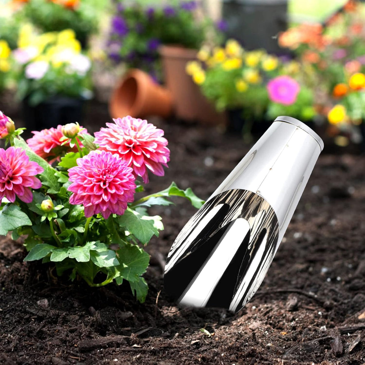 Stainless Steel Garden Scoop Small Soil Scooper Handheld Planting Tool for Vegetables Flowers Indoor Outdoor Gardening 6.69In Portable Lightweight