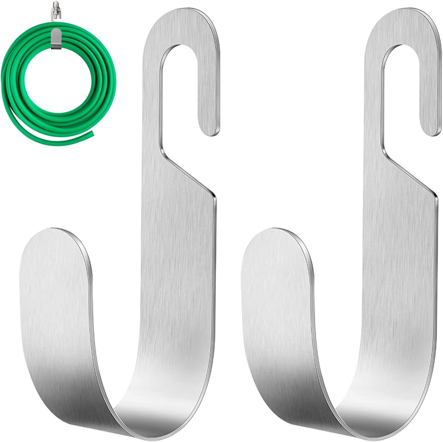 Garden Hose Hanger, Stainless Steel Wall Mount Water Hose Holder, Hanging Hose Storage Rack Hose Stand for Garden Hose, Ropes, Outside Yard (Silver)