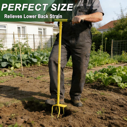 Hand Tiller Cultivator, Steel Garden Claw with Wide Foot Plate