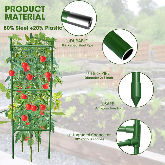 3 Pack Tomato Cage,Tomato Cage for Raised Garden Bed, 48'' Tall Tomato Trellis Triangle or Square Cages for Garden,Pots, Plant Cages & Supports(Green, Extra Bold )