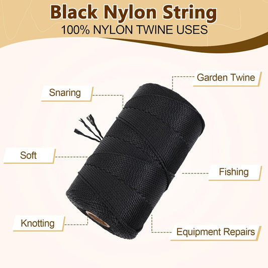 Black Nylon String 500ft 2mm UV Resistant Twine Garden Tomato Climb Wrap