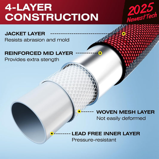 50 FT Garden Hose, Lightweight Flexible Fabric Non-Expanding Water Hose