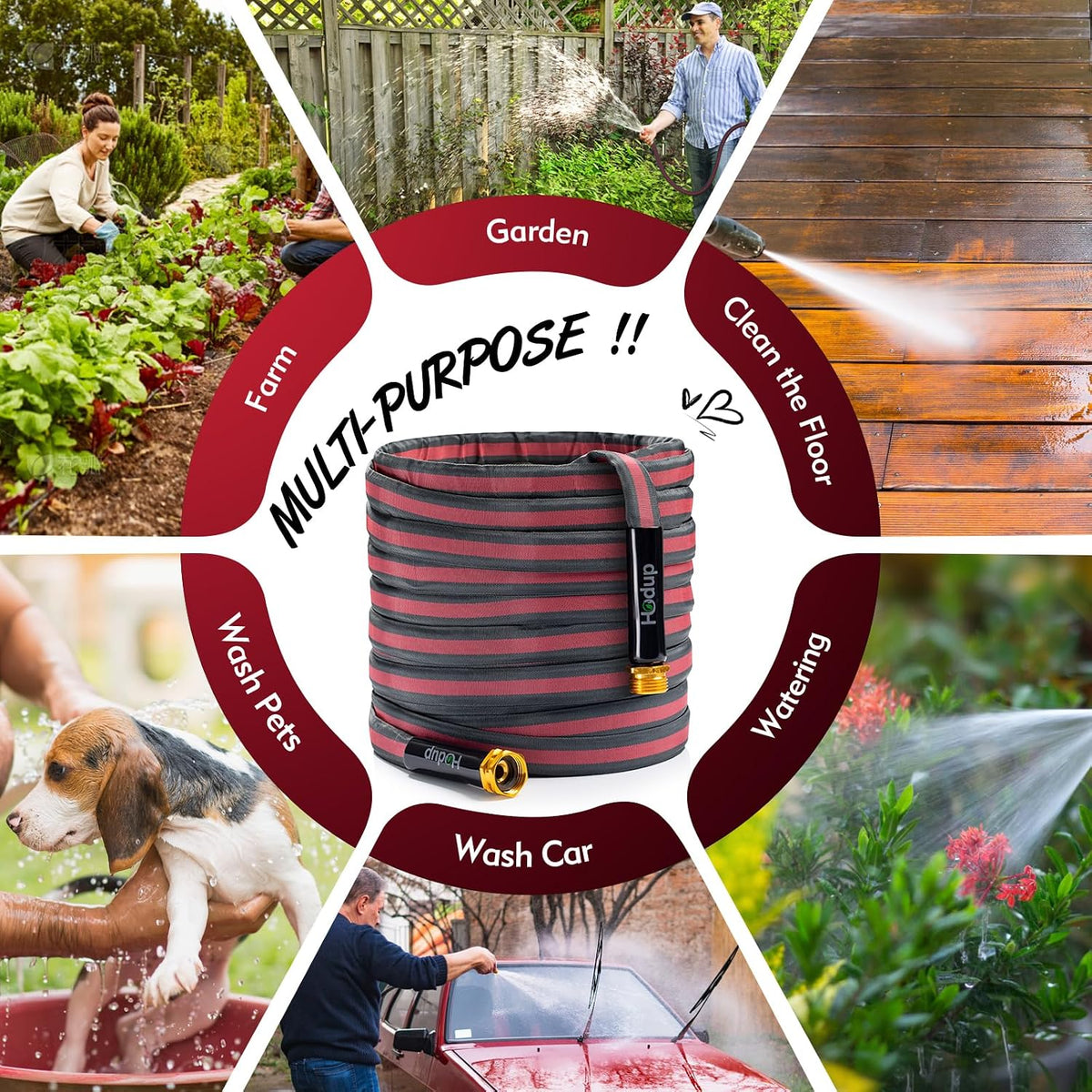50 FT Garden Hose, Lightweight Flexible Fabric Non-Expanding Water Hose