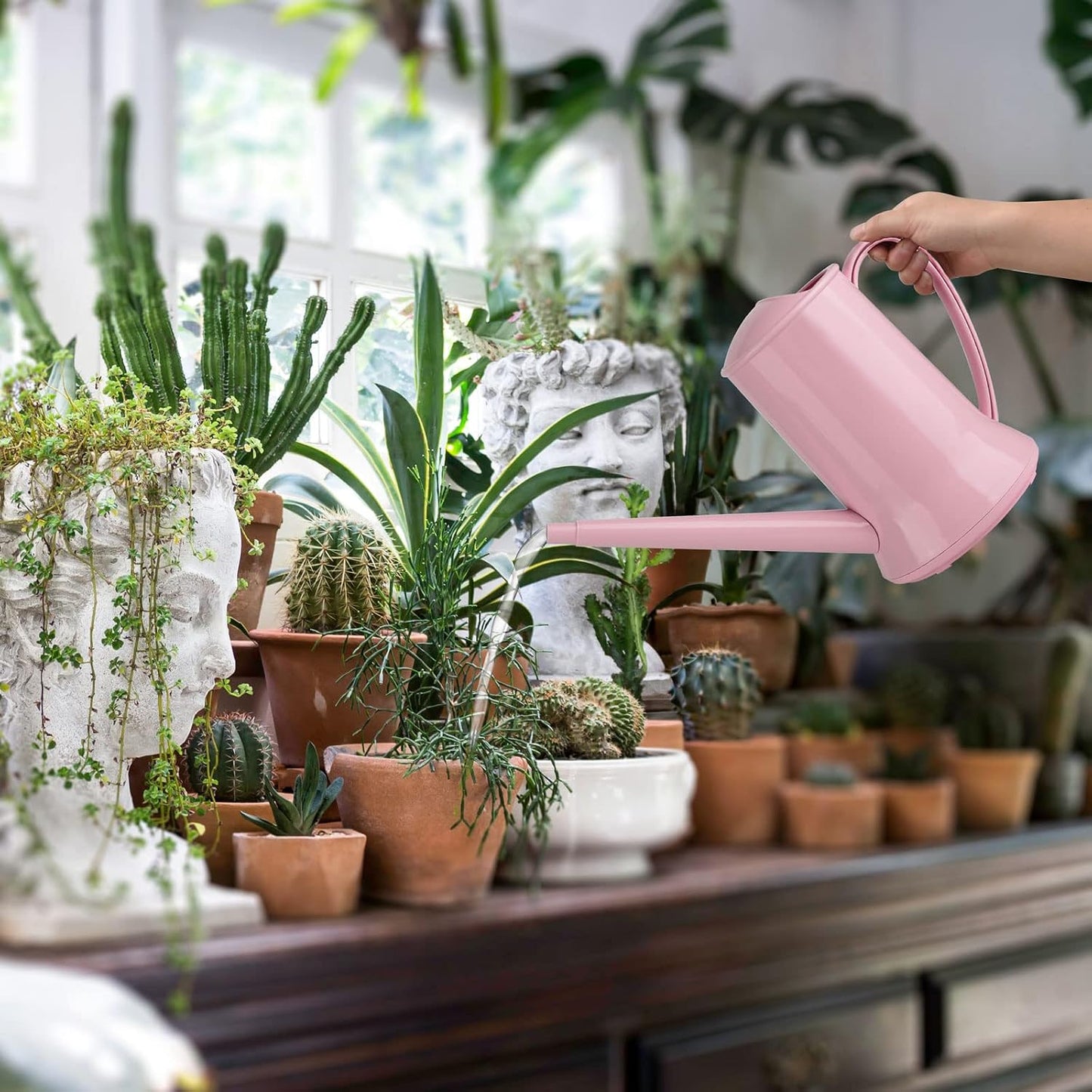 Small Watering Can, 67oz (1/2 Gallon) Indoor Houseplants Green